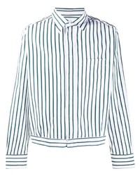 Chemise à manches longues à rayures verticales blanc et bleu Lanvin