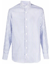 Chemise à manches longues à rayures verticales blanc et bleu Lardini