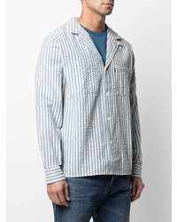 Chemise à manches longues à rayures verticales blanc et bleu Levi's Made & Crafted
