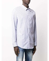Chemise à manches longues à rayures verticales blanc et bleu DSQUARED2