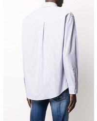 Chemise à manches longues à rayures verticales blanc et bleu DSQUARED2