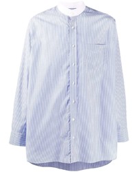 Chemise à manches longues à rayures verticales blanc et bleu MACKINTOSH