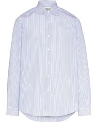 Chemise à manches longues à rayures verticales blanc et bleu Maison Margiela