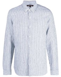 Chemise à manches longues à rayures verticales blanc et bleu Michael Kors