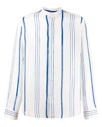 Chemise à manches longues à rayures verticales blanc et bleu PENINSULA SWIMWEA