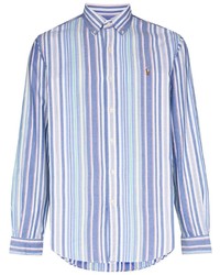 Chemise à manches longues à rayures verticales blanc et bleu Polo Ralph Lauren