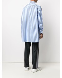 Chemise à manches longues à rayures verticales blanc et bleu Viktor & Rolf