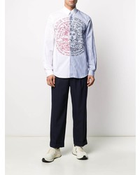 Chemise à manches longues à rayures verticales blanc et bleu Stella McCartney