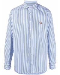 Chemise à manches longues à rayures verticales blanc et bleu Ralph Lauren Purple Label
