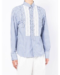 Chemise à manches longues à rayures verticales blanc et bleu Viktor & Rolf