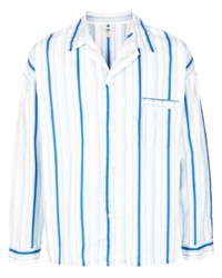 Chemise à manches longues à rayures verticales blanc et bleu SAINT MXXXXXX