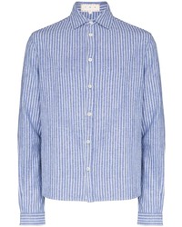 Chemise à manches longues à rayures verticales blanc et bleu SMR Days