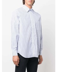 Chemise à manches longues à rayures verticales blanc et bleu Aspesi