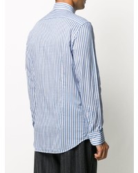 Chemise à manches longues à rayures verticales blanc et bleu Etro