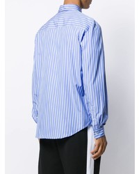 Chemise à manches longues à rayures verticales blanc et bleu MSGM