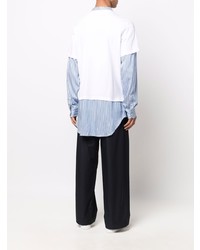 Chemise à manches longues à rayures verticales blanc et bleu Wales Bonner