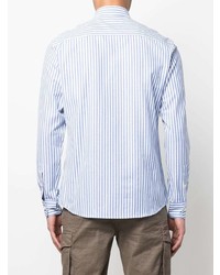 Chemise à manches longues à rayures verticales blanc et bleu Zegna