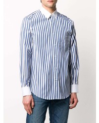 Chemise à manches longues à rayures verticales blanc et bleu Cobra S.C.