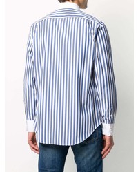 Chemise à manches longues à rayures verticales blanc et bleu Cobra S.C.