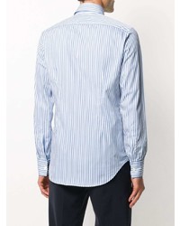 Chemise à manches longues à rayures verticales blanc et bleu Eleventy