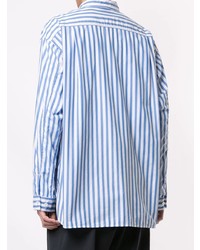 Chemise à manches longues à rayures verticales blanc et bleu 08sircus