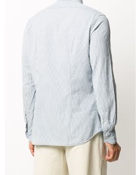 Chemise à manches longues à rayures verticales blanc et bleu Xacus