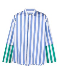 Chemise à manches longues à rayures verticales blanc et bleu Sunnei