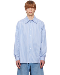 Chemise à manches longues à rayures verticales blanc et bleu The Row