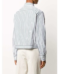 Chemise à manches longues à rayures verticales blanc et bleu Lanvin