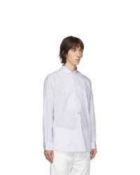 Chemise à manches longues à rayures verticales blanc et bleu Junya Watanabe