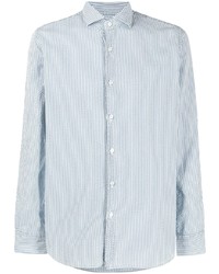 Chemise à manches longues à rayures verticales blanc et bleu Xacus