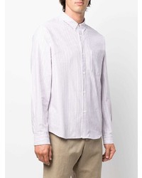 Chemise à manches longues à rayures verticales blanc et pourpre A.P.C.
