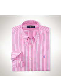 Chemise à manches longues à rayures verticales blanc et rose