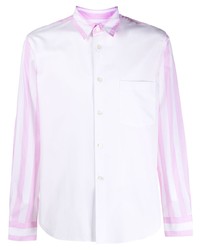 Chemise à manches longues à rayures verticales blanc et rose Comme Des Garcons Homme Plus