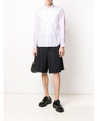 Chemise à manches longues à rayures verticales blanc et rose Comme Des Garcons Homme Plus