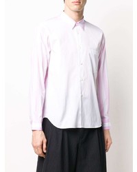 Chemise à manches longues à rayures verticales blanc et rose Comme Des Garcons Homme Plus