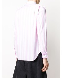 Chemise à manches longues à rayures verticales blanc et rose Comme Des Garcons Homme Plus