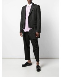 Chemise à manches longues à rayures verticales blanc et rose Comme Des Garcons Homme Plus