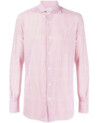 Chemise à manches longues à rayures verticales blanc et rose Glanshirt