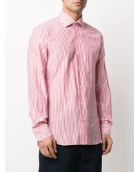 Chemise à manches longues à rayures verticales blanc et rose Barba