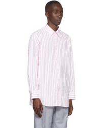 Chemise à manches longues à rayures verticales blanc et rose Acne Studios