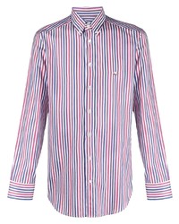 Chemise à manches longues à rayures verticales blanc et rouge et bleu marine Etro