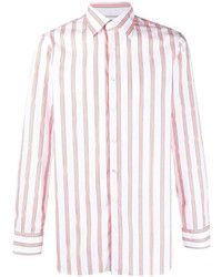Chemise à manches longues à rayures verticales blanc et rouge Gabriele Pasini
