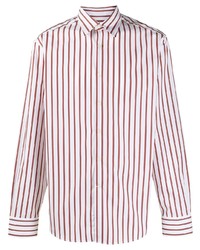 Chemise à manches longues à rayures verticales blanc et rouge Lanvin