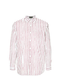 Chemise à manches longues à rayures verticales blanc et rouge Loveless
