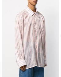 Chemise à manches longues à rayures verticales blanc et rouge Botter