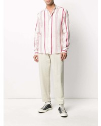 Chemise à manches longues à rayures verticales blanc et rouge PENINSULA SWIMWEA