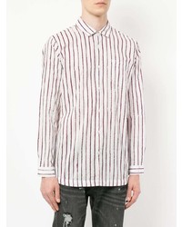 Chemise à manches longues à rayures verticales blanc et rouge Loveless