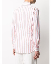 Chemise à manches longues à rayures verticales blanc et rouge Gabriele Pasini