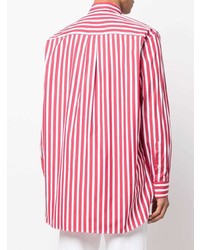 Chemise à manches longues à rayures verticales blanc et rouge Etro